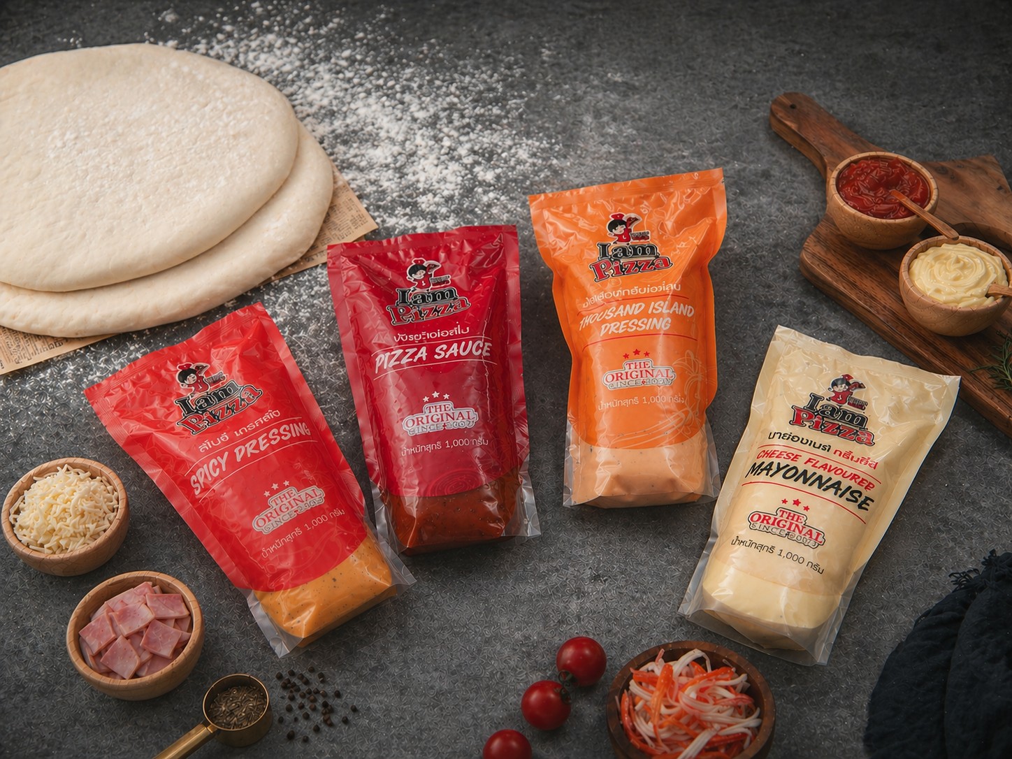 ซอสและวัตถุดิบพิซซ่า